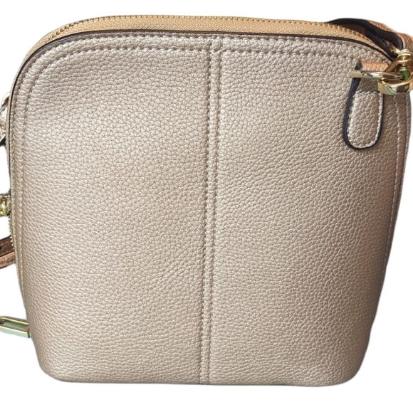 Katie Q Metallic Taupe w/ Gold Accents Cross Body Purse - Picture 3 of 14